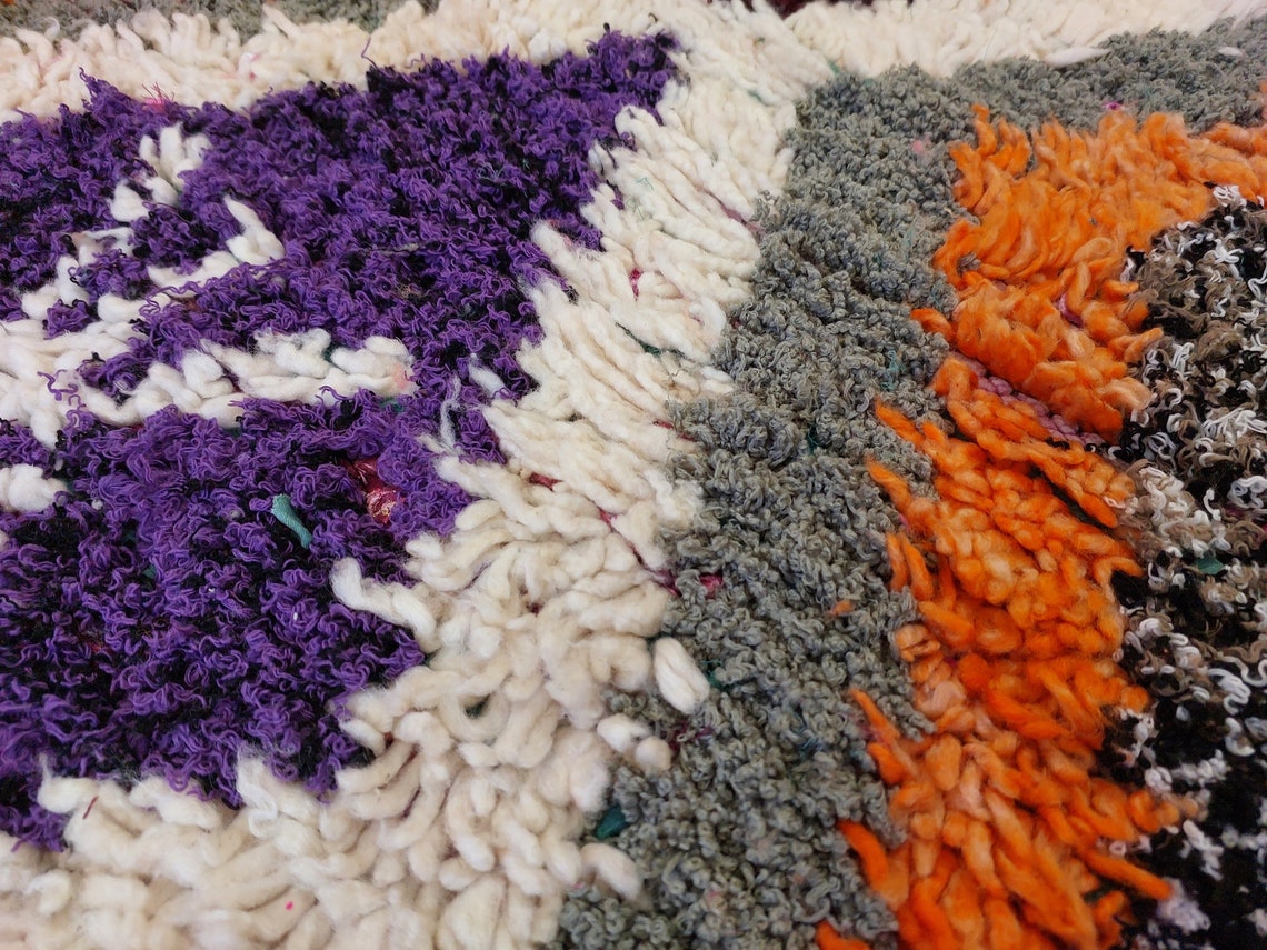 Small Moroccan Rug. Boucharouite Rug. Beni Ourain Rug. Berber Rug. Cute Rug. Handmade Rug 193x81 Cm MoroccanBazzArts
