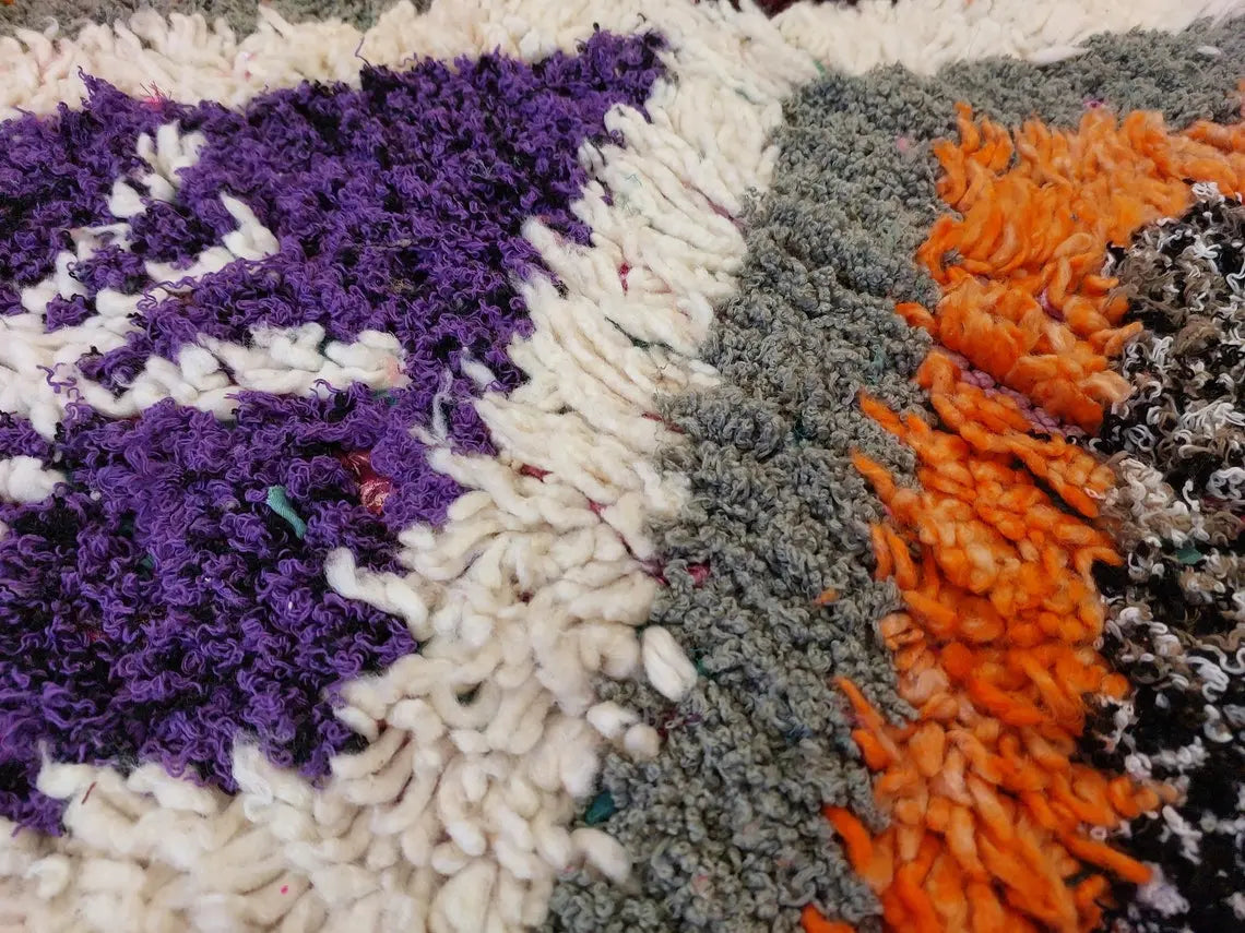 Small Moroccan Rug. Boucharouite Rug. Beni Ourain Rug. Berber Rug. Cute Rug. Handmade Rug 193x81 Cm MoroccanBazzArts
