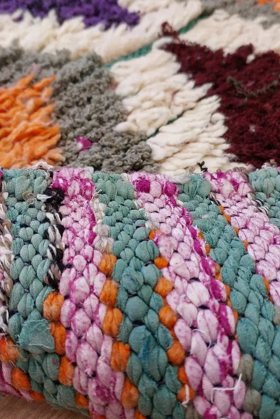 Small Moroccan Rug. Boucharouite Rug. Beni Ourain Rug. Berber Rug. Cute Rug. Handmade Rug 193x81 Cm MoroccanBazzArts