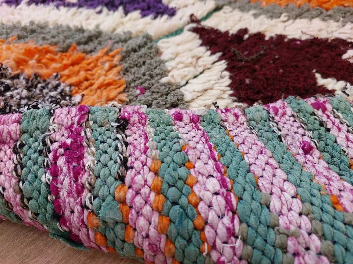 Small Moroccan Rug. Boucharouite Rug. Beni Ourain Rug. Berber Rug. Cute Rug. Handmade Rug 193x81 Cm MoroccanBazzArts