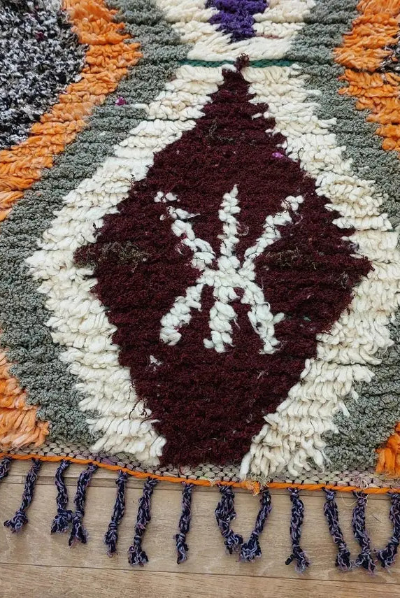 Small Moroccan Rug. Boucharouite Rug. Beni Ourain Rug. Berber Rug. Cute Rug. Handmade Rug 193x81 Cm MoroccanBazzArts