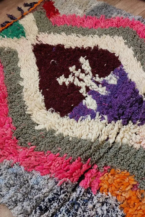 Small Moroccan Rug. Boucharouite Rug. Beni Ourain Rug. Berber Rug. Cute Rug. Handmade Rug 193x81 Cm MoroccanBazzArts