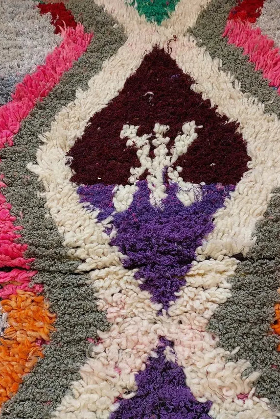 Small Moroccan Rug. Boucharouite Rug. Beni Ourain Rug. Berber Rug. Cute Rug. Handmade Rug 193x81 Cm MoroccanBazzArts