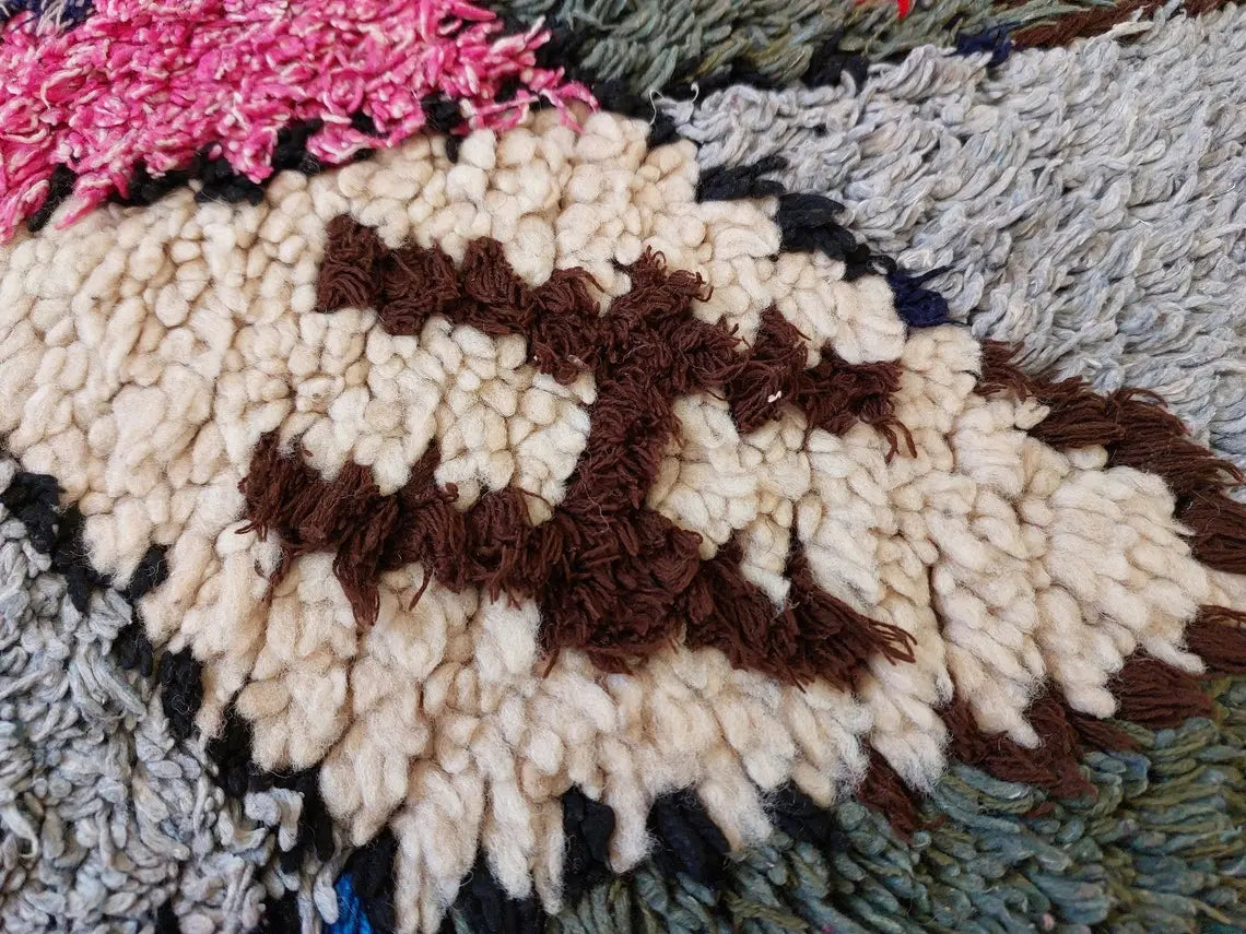 Small Moroccan Boucherouite Rug - Handmade Eco-Friendly - Bright, Bold Patterns 105 x 180cm MoroccanBazzArts