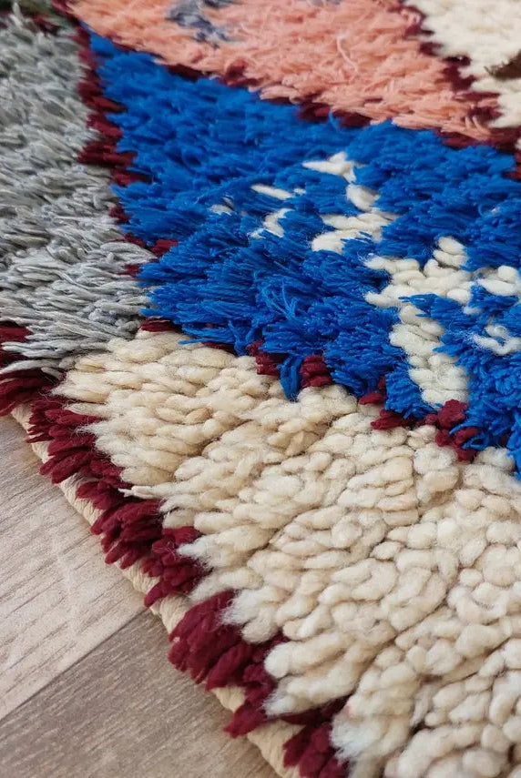 Small Moroccan Boucherouite Rug - Handmade Eco-Friendly - Bright, Bold Patterns 105 x 180cm MoroccanBazzArts