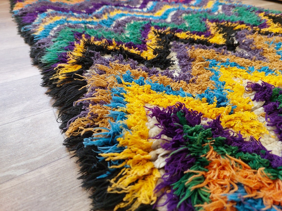 Colorful Small Moroccan Rug, Art Rug, Hanging Wall Rug, Berber Rug, Beni Ourain Rug, Cute Rug, Handmade Rug. MoroccanBazzArts
