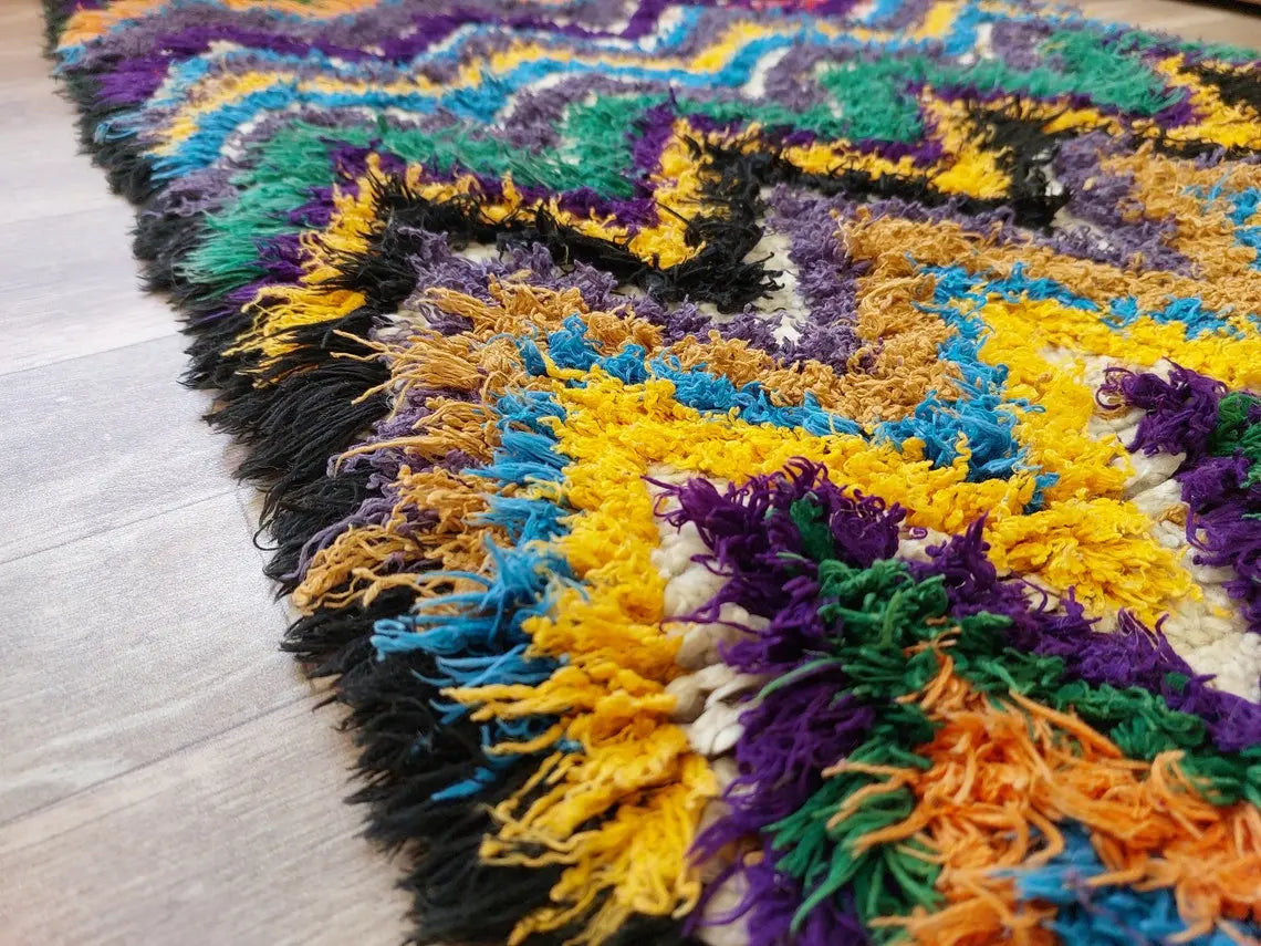 Colorful Small Moroccan Rug, Art Rug, Hanging Wall Rug, Berber Rug, Beni Ourain Rug, Cute Rug, Handmade Rug. MoroccanBazzArts