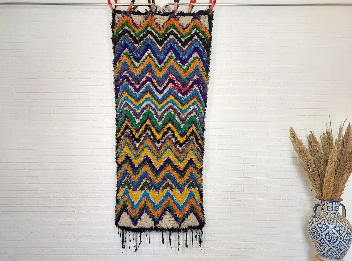 Colorful Small Moroccan Rug, Art Rug, Hanging Wall Rug, Berber Rug, Beni Ourain Rug, Cute Rug, Handmade Rug. MoroccanBazzArts