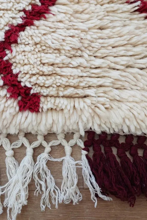 Shaggy Wool Rug - Vintage Small Rug - Handknotted Rug- Berber Carpet - White Moroccan Rug. MoroccanBazzArts