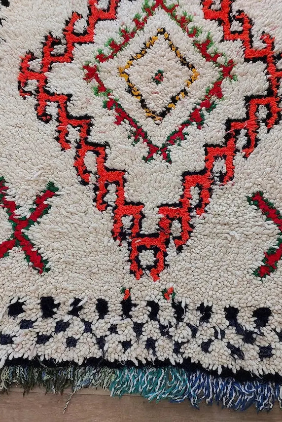 Authentic Handmade Moroccan Rug - Vintage Small Beni Ourain Rug - Handknotted Rug Berber Rug Handcrafted Carpet 3.6x7.7ft MoroccanBazzArts
