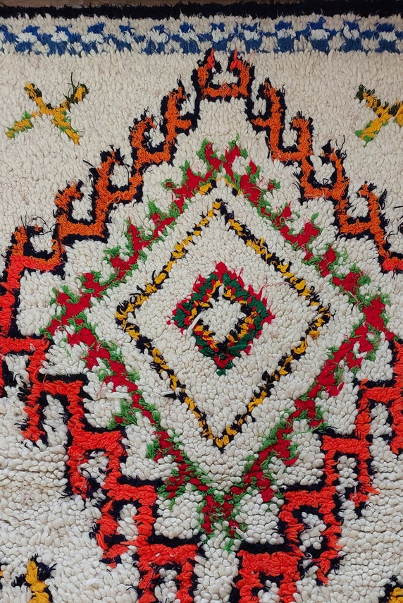 Authentic Handmade Moroccan Rug - Vintage Small Beni Ourain Rug - Handknotted Rug Berber Rug Handcrafted Carpet 3.6x7.7ft MoroccanBazzArts