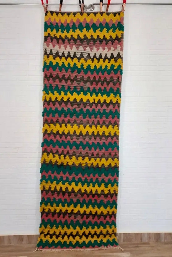 Small Moroccan Runner Rug - Vintage Boujaad Rug - Hand Woven Berber Carpet - Handmade Rug - Moroccan Carpet , Runner 2'6 X 8' MoroccanBazzArts