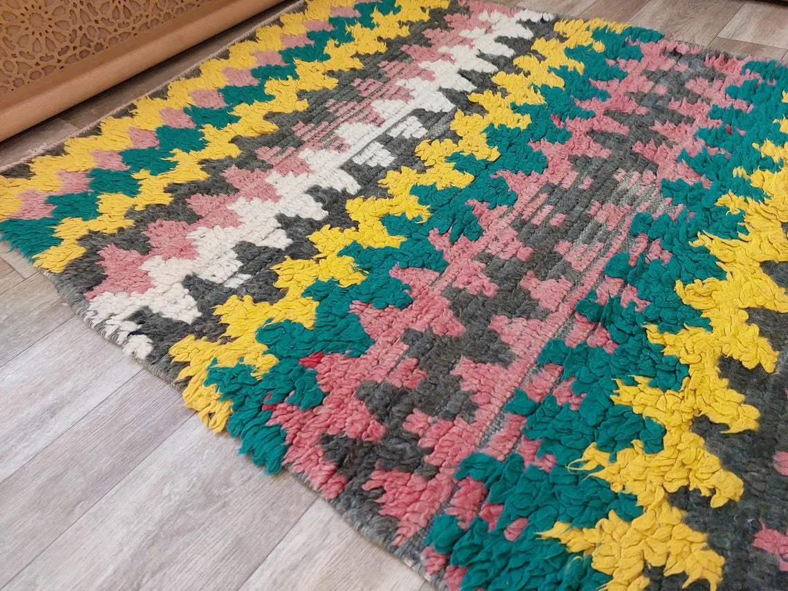 Small Moroccan Runner Rug - Vintage Boujaad Rug - Hand Woven Berber Carpet - Handmade Rug - Moroccan Carpet , Runner 2'6 X 8' MoroccanBazzArts