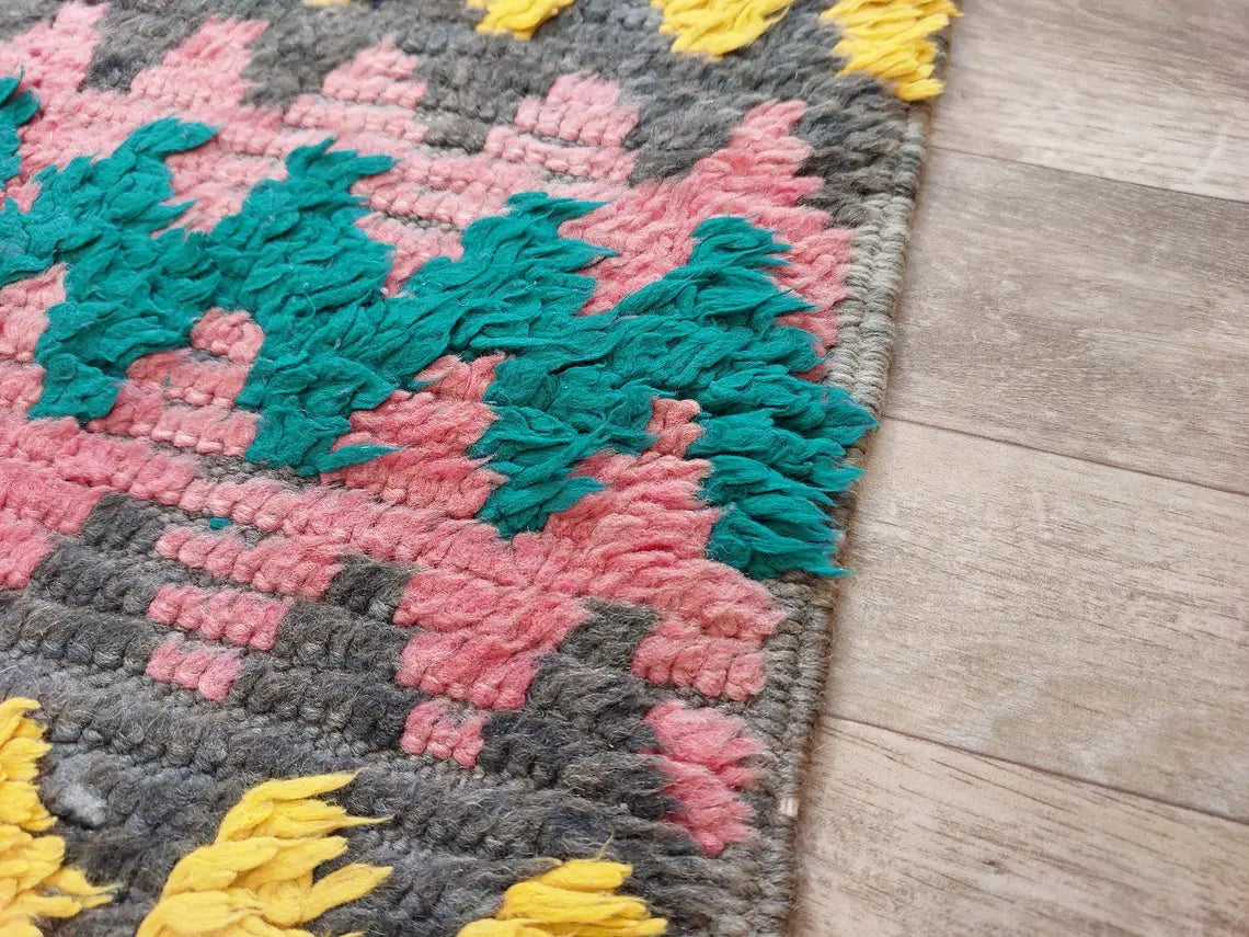 Small Moroccan Runner Rug - Vintage Boujaad Rug - Hand Woven Berber Carpet - Handmade Rug - Moroccan Carpet , Runner 2'6 X 8' MoroccanBazzArts