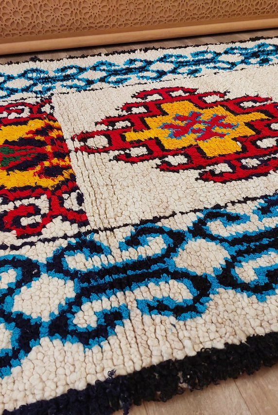 Small Moroccan Rug - 3.6x 7 Ft Vintage Azilal Rug - Hand Woven Berber Rug - Handmade Tribal Rug. MoroccanBazzArts