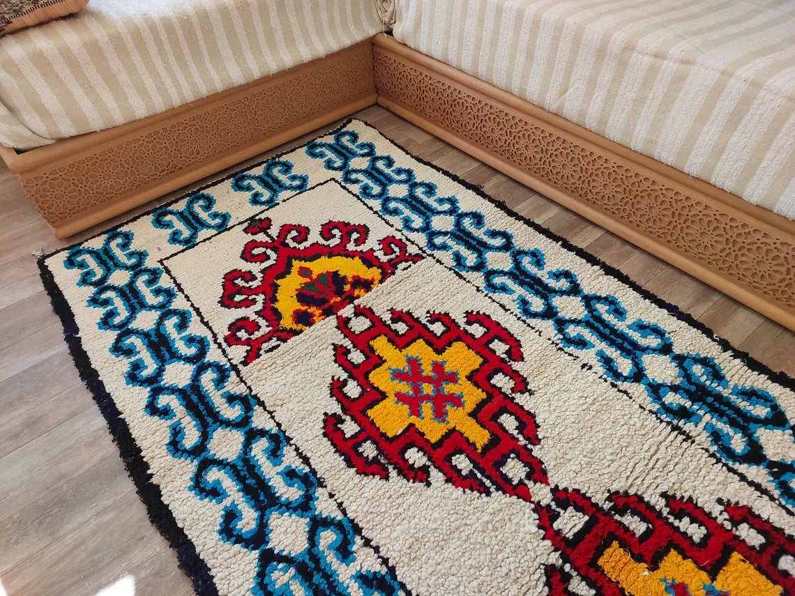 Small Moroccan Rug - 3.6x 7 Ft Vintage Azilal Rug - Hand Woven Berber Rug - Handmade Tribal Rug. MoroccanBazzArts