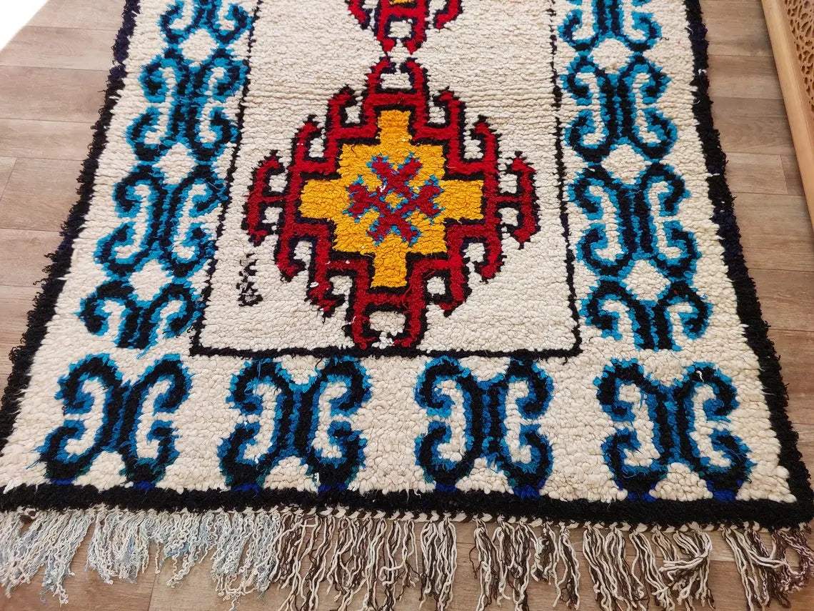 Small Moroccan Rug - 3.6x 7 Ft Vintage Azilal Rug - Hand Woven Berber Rug - Handmade Tribal Rug. MoroccanBazzArts