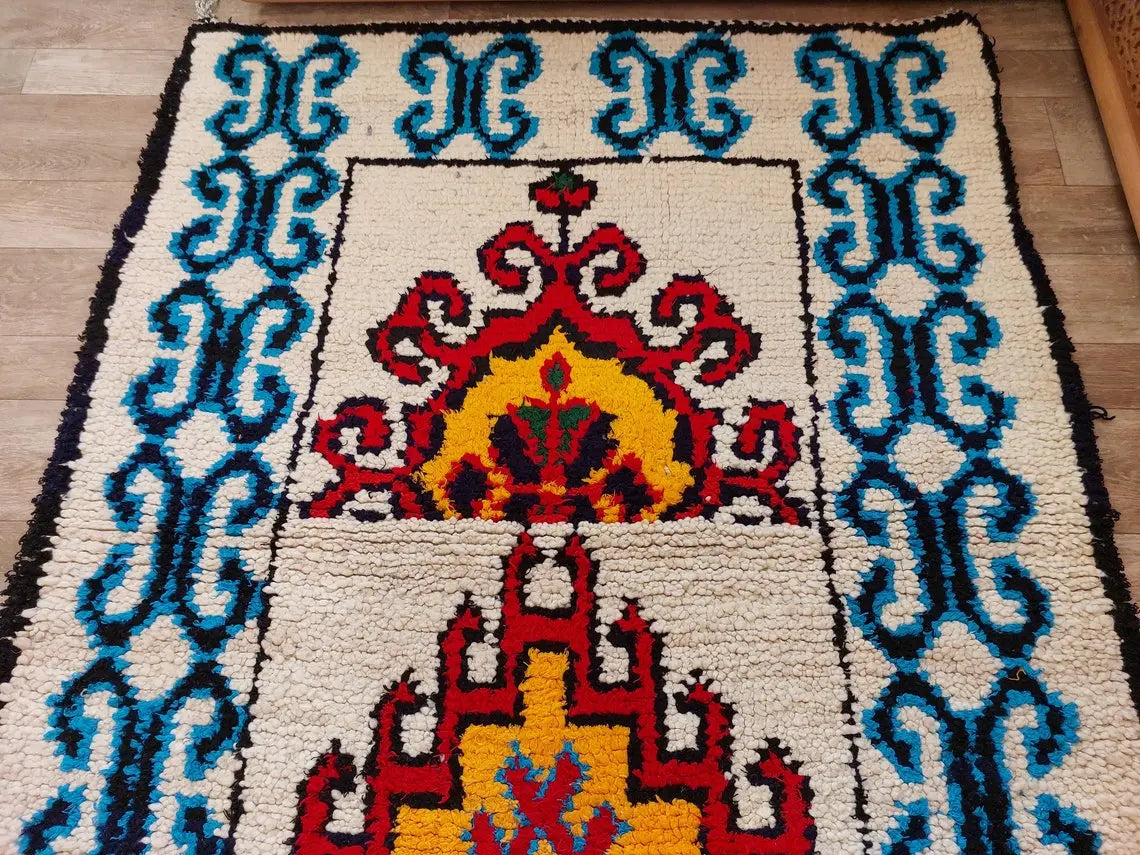 Small Moroccan Rug - 3.6x 7 Ft Vintage Azilal Rug - Hand Woven Berber Rug - Handmade Tribal Rug. MoroccanBazzArts