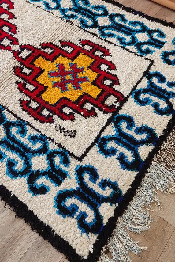 Small Moroccan Rug - 3.6x 7 Ft Vintage Azilal Rug - Hand Woven Berber Rug - Handmade Tribal Rug. MoroccanBazzArts