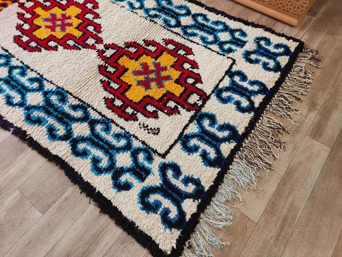 Small Moroccan Rug - 3.6x 7 Ft Vintage Azilal Rug - Hand Woven Berber Rug - Handmade Tribal Rug. MoroccanBazzArts