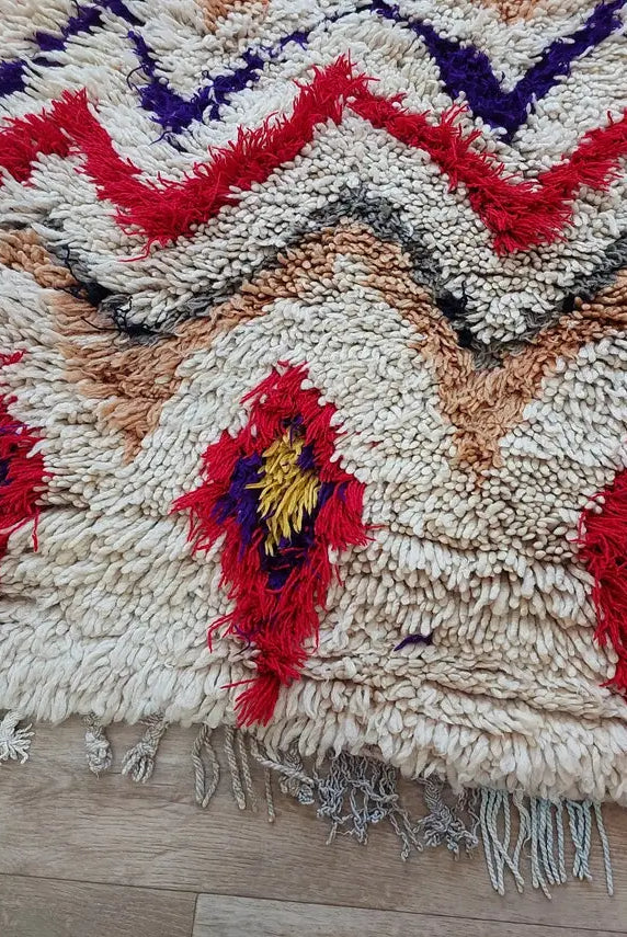 Vintage Moroccan Shaggy Rug: Artisan-Crafted Colorful Carpet, Authentic Berber Azilal Small Runner MoroccanBazzArts