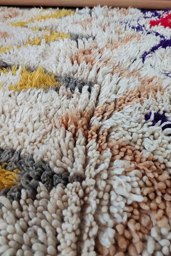 Vintage Moroccan Shaggy Rug: Artisan-Crafted Colorful Carpet, Authentic Berber Azilal Small Runner MoroccanBazzArts