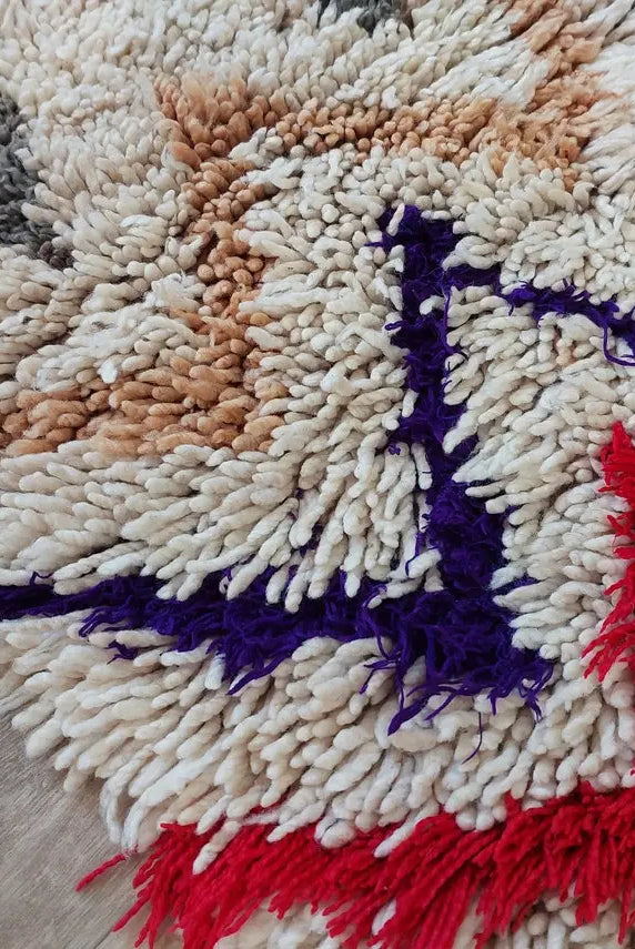 Vintage Moroccan Shaggy Rug: Artisan-Crafted Colorful Carpet, Authentic Berber Azilal Small Runner MoroccanBazzArts
