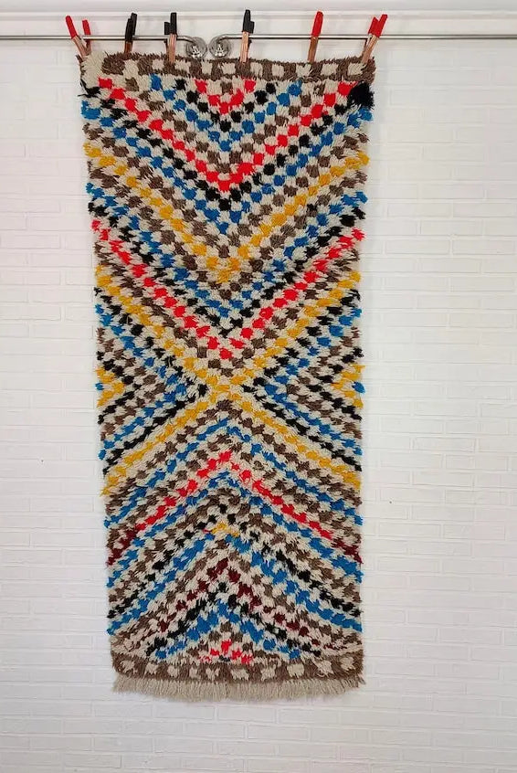 Vibrant Moroccan Boucherouite Runner: Sustainable Handmade Berber Rug for Hallway or Living Room MoroccanBazzArts