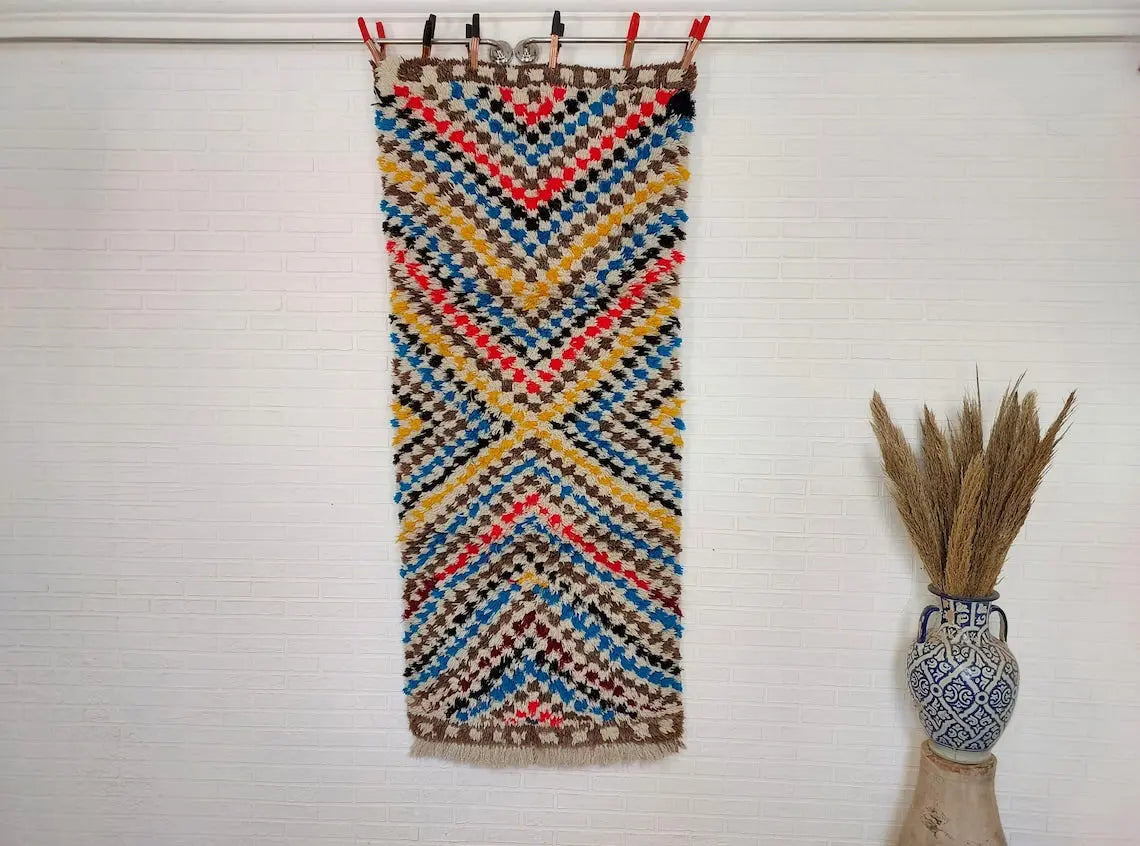 Vibrant Moroccan Boucherouite Runner: Sustainable Handmade Berber Rug for Hallway or Living Room MoroccanBazzArts