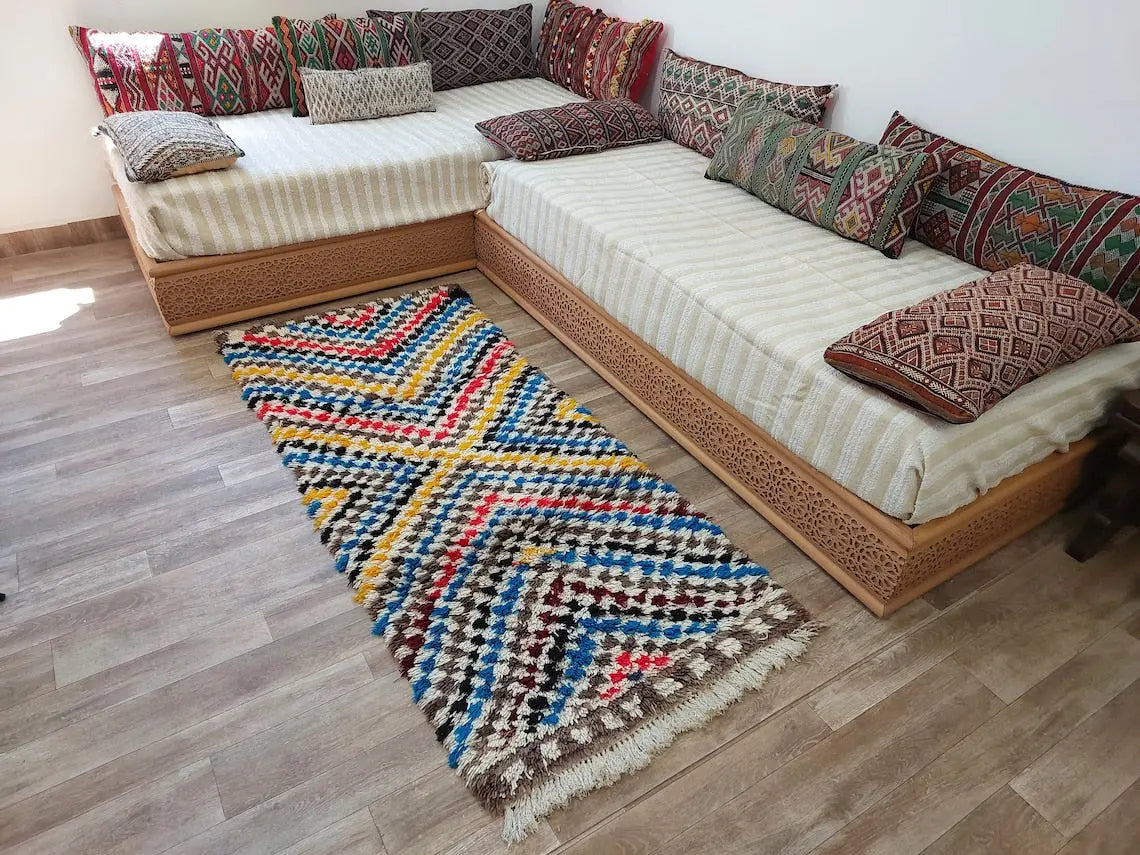 Vibrant Moroccan Boucherouite Runner: Sustainable Handmade Berber Rug for Hallway or Living Room MoroccanBazzArts