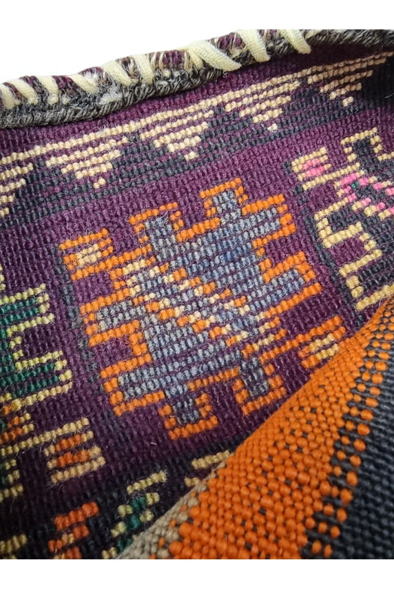 Unique Moroccan Berber Hand Knotted Wool Saddle Bag from Rabat Zaer Tribe MoroccanBazzArts