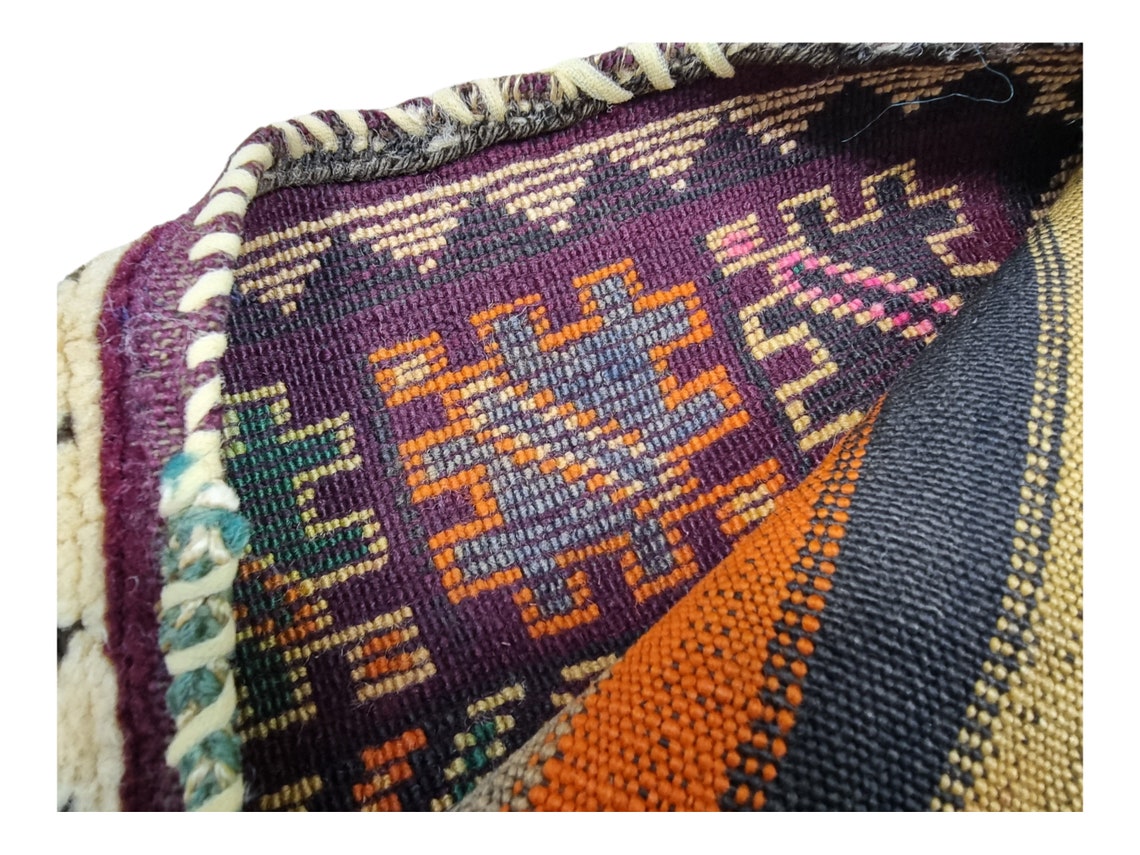 Unique Moroccan Berber Hand Knotted Wool Saddle Bag from Rabat Zaer Tribe MoroccanBazzArts