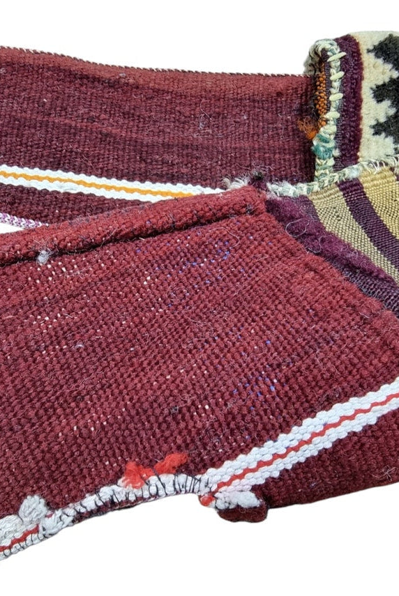 Unique Moroccan Berber Hand Knotted Wool Saddle Bag from Rabat Zaer Tribe MoroccanBazzArts