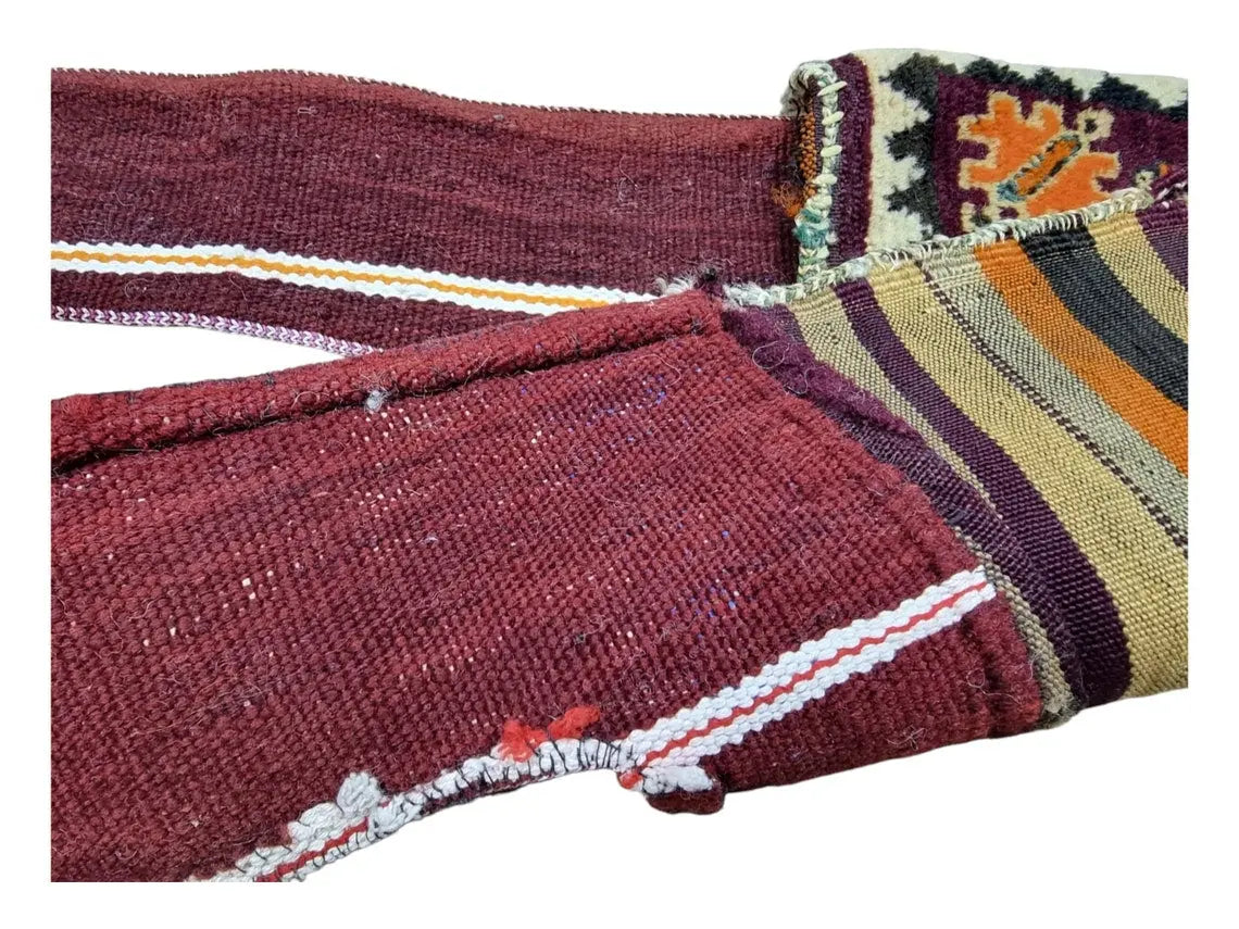 Unique Moroccan Berber Hand Knotted Wool Saddle Bag from Rabat Zaer Tribe MoroccanBazzArts