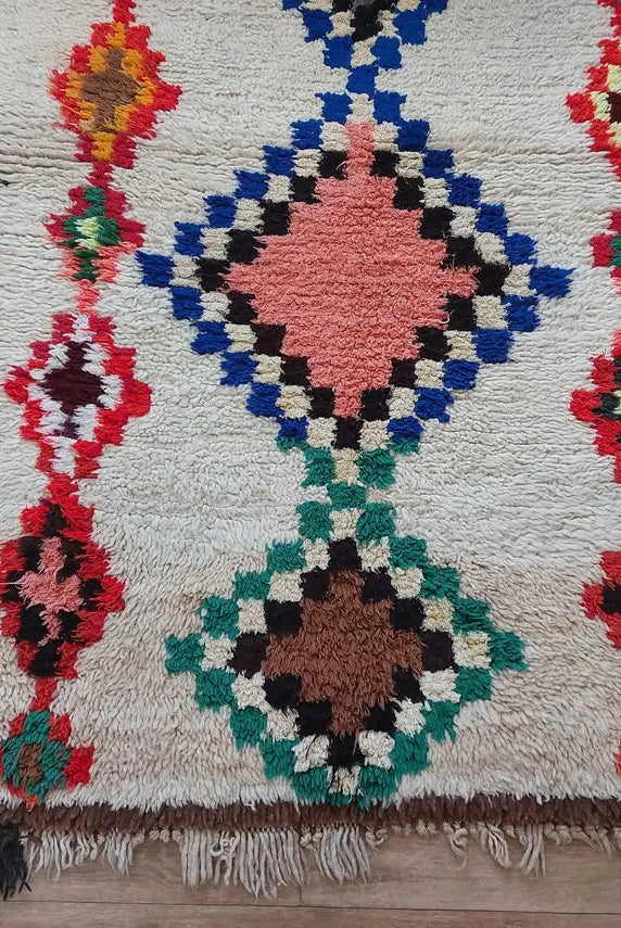Vintage Berber Beni Ourain Carpet: Small Handknotted Moroccan Rug For Nursery, Living Room, Entryway MoroccanBazzArts