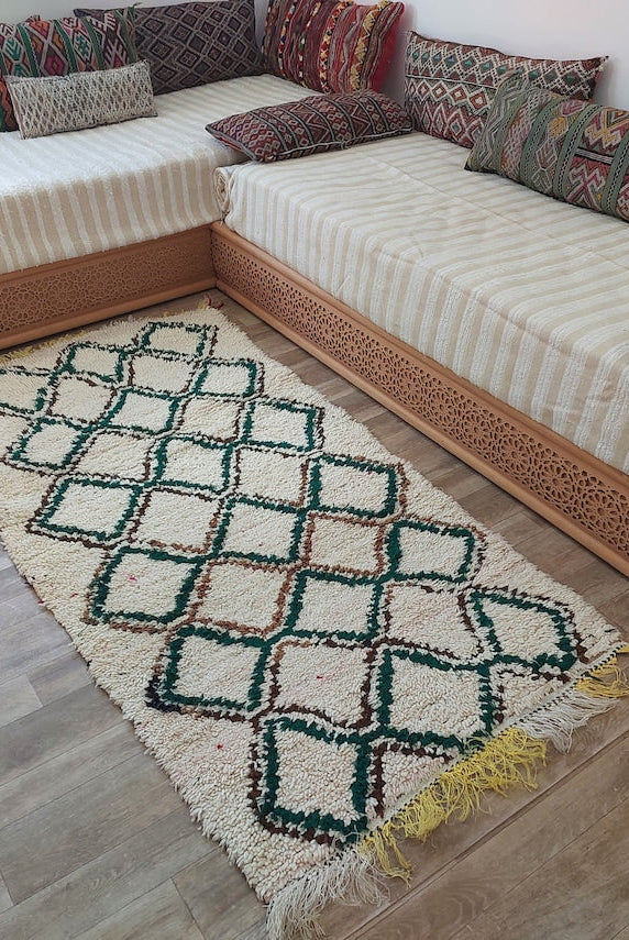 Authentic Vintage Azilal Berber Rug: Handcrafted Moroccan Small Runner For Living Room Or Kitchen MoroccanBazzArts