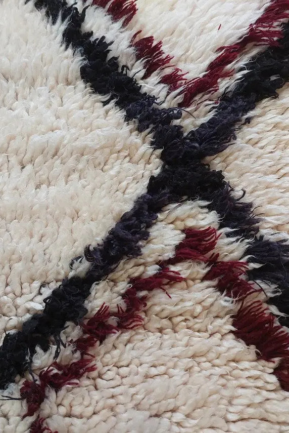 Vintage Beni Ourain Moroccan Rug: Small Handknotted Soft Fluffy Wool Carpet For Living Room MoroccanBazzArts