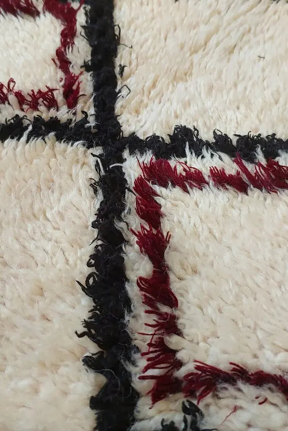 Vintage Beni Ourain Moroccan Rug: Small Handknotted Soft Fluffy Wool Carpet For Living Room MoroccanBazzArts
