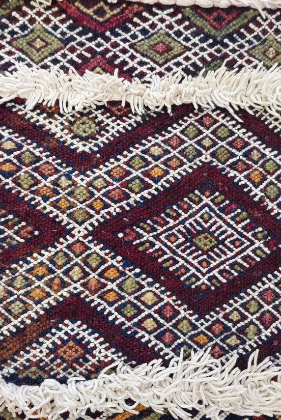 Berber Hallway Rug Blue: Vintage Moroccan Beni M'Guild Kilim Runner, Geometric Flatweave, Handwoven 11.7x3.3ft MoroccanBazzArts