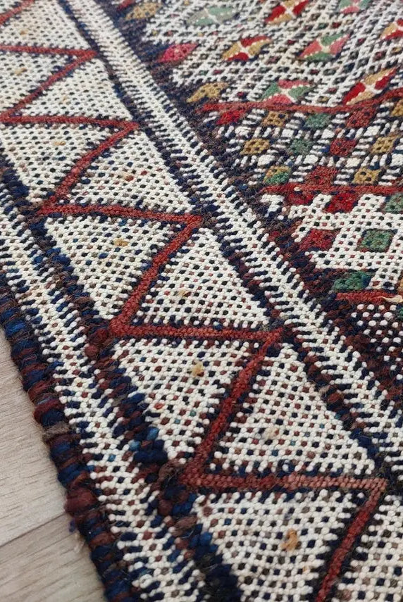 Rare Authentic Berber Beni Mguild Runner Rug: Handwoven Moroccan Kilim Tarahalt Artisan Carpet 4'1"x12'5" MoroccanBazzArts