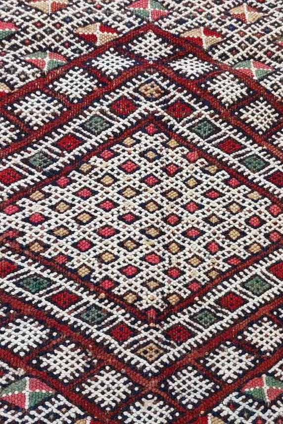 Rare Authentic Berber Beni Mguild Runner Rug: Handwoven Moroccan Kilim Tarahalt Artisan Carpet 4'1"x12'5" MoroccanBazzArts