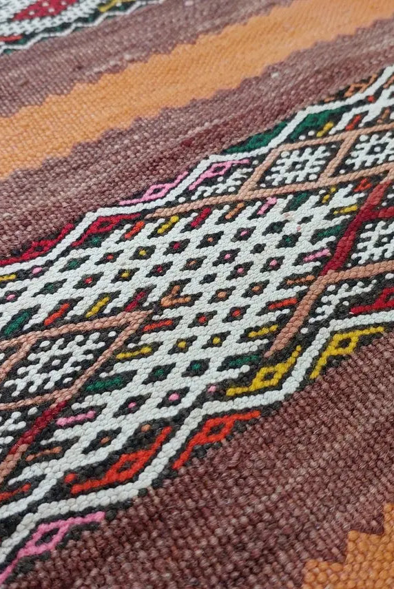 Moroccan Kilim Rug - Vintage Moroccan Rug - Flatweave Berber Rug - Kilim Rug - Hanbel Rug - Zemmour Tribe. MoroccanBazzArts