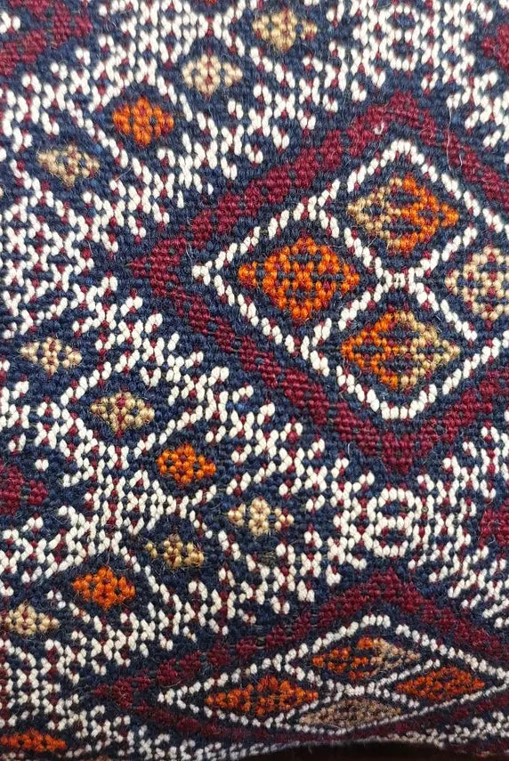 Vintage Moroccan Pillow - Old Handmade Berber Cushion - Blue Indigo Kilim Pillow - Decorative Pillow Case. 13x31 Inches MoroccanBazzArts