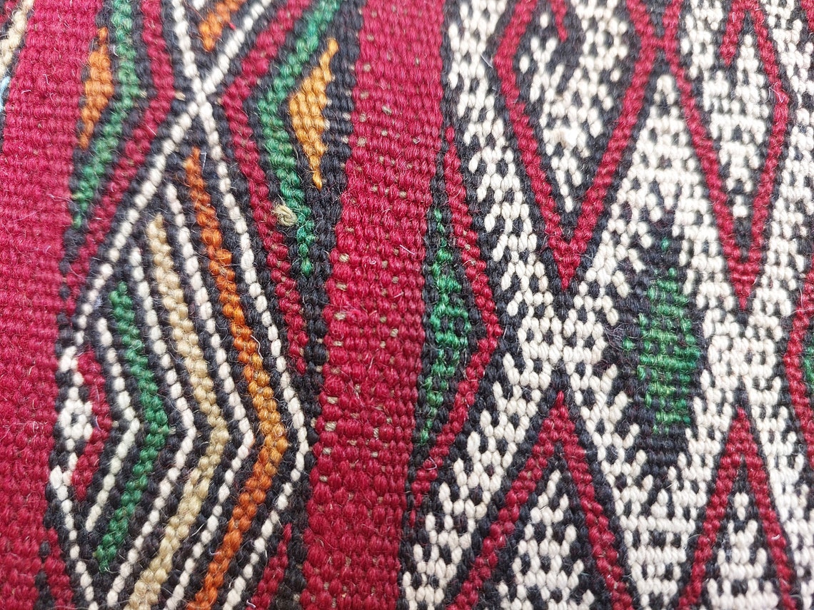 Authentic 13x31 Moroccan Kilim Lumbar Cushion - Vintage Berber Pillow Case MoroccanBazzArts