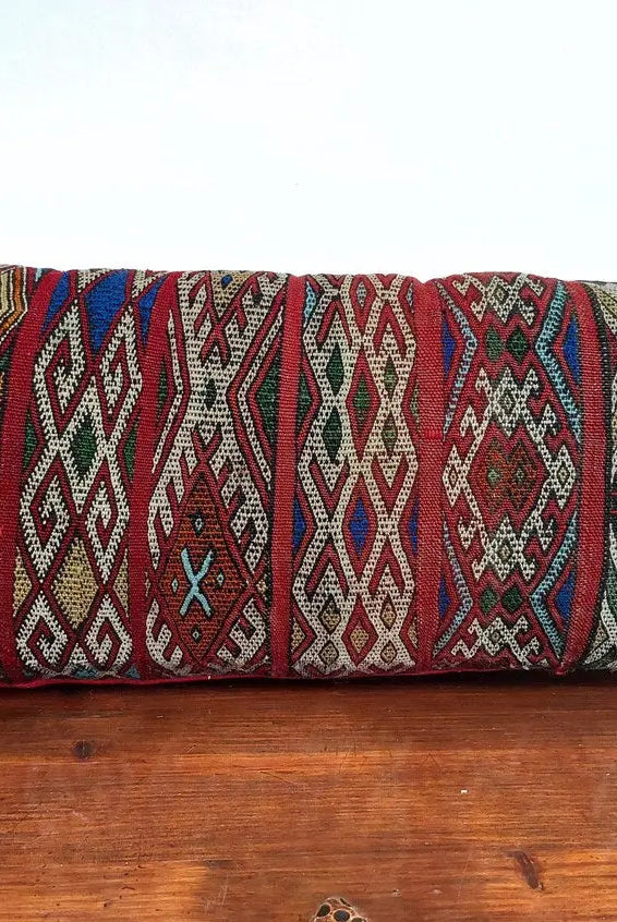 Authentic 13x31 Moroccan Kilim Lumbar Cushion - Vintage Berber Pillow Case MoroccanBazzArts