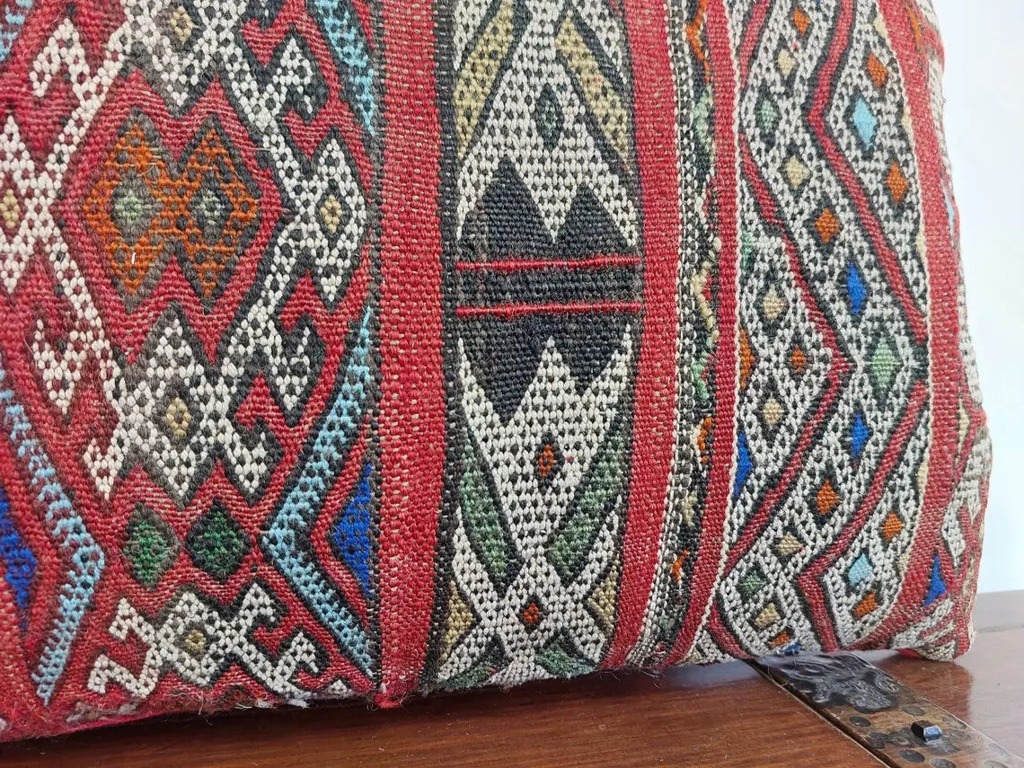 Authentic 13x31 Moroccan Kilim Lumbar Cushion - Vintage Berber Pillow Case MoroccanBazzArts