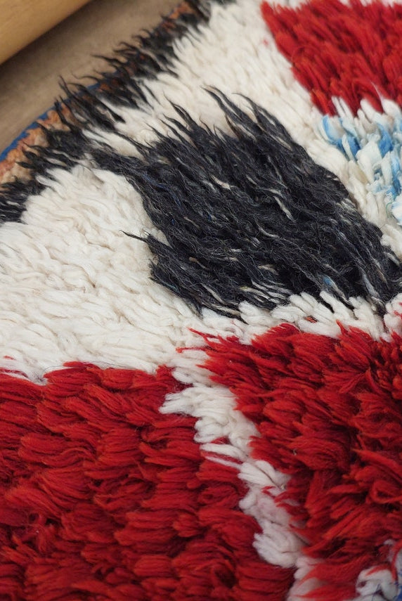 Vintage Boucherouite Moroccan Berber Rug: Colorful Bohemian Handmade Runner From Recycled Fabrics (3.5x9.2ft) MoroccanBazzArts