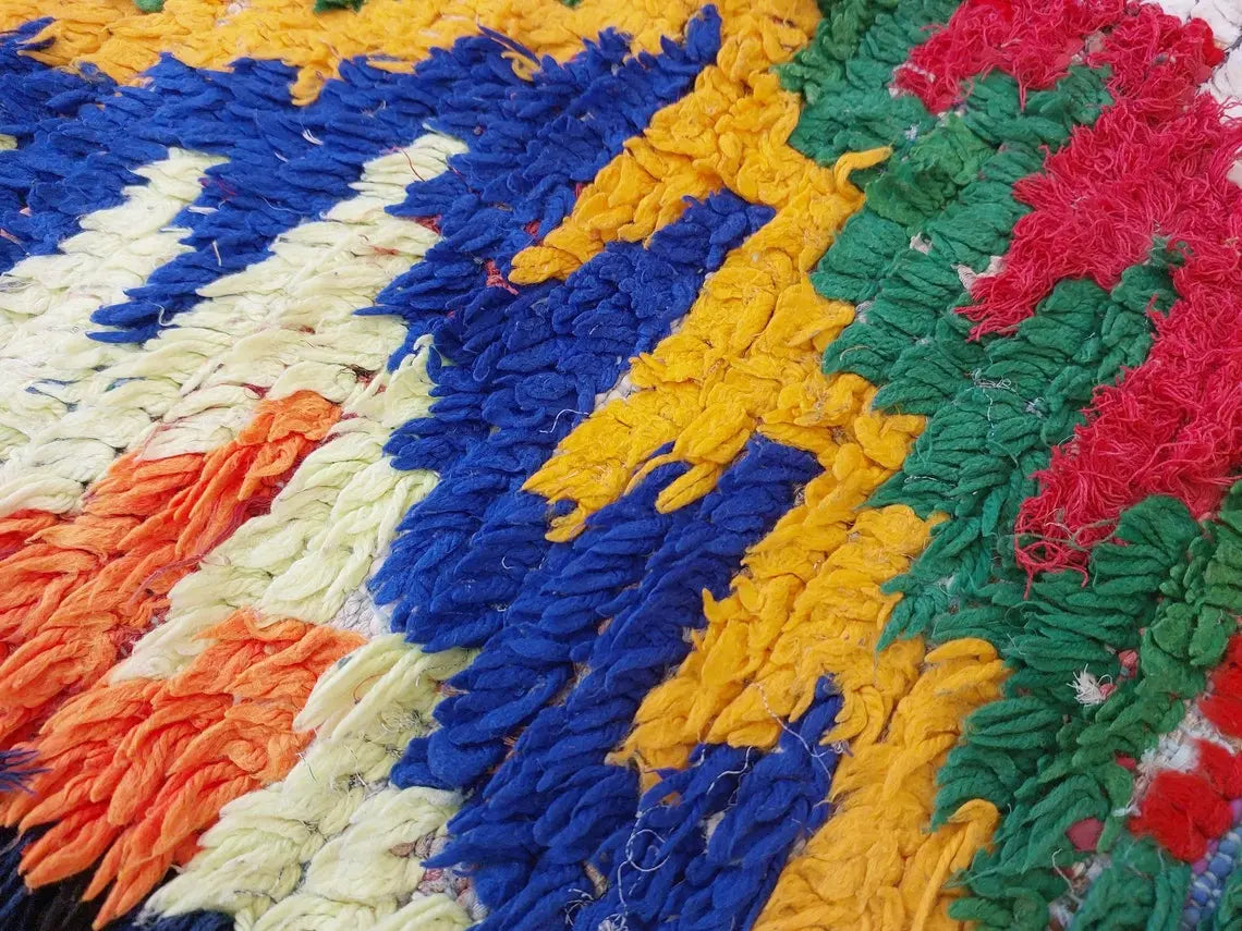Small Moroccan Rug Runner - Vintage Azilal Rug - Hand Woven Bedside Rug - Boucherouite Rug - Moroccan Rug 217 Cm X 126 Cm MoroccanBazzArts