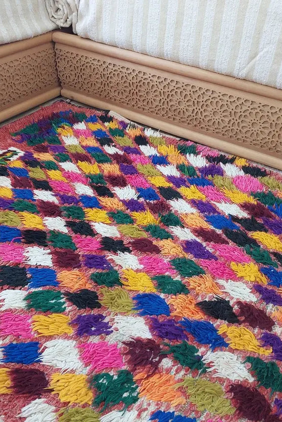 Small Moroccan Rug Runner - Vintage Azilal Rug - Handknotted Rug- Colorful Moroccan Rug - Boucherouite Rug - 3.1x7.8ft MoroccanBazzArts
