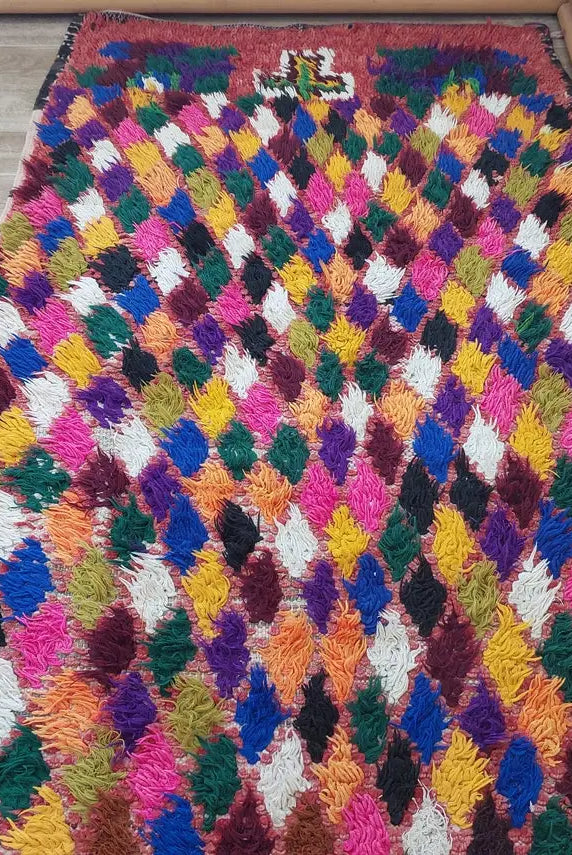 Small Moroccan Rug Runner - Vintage Azilal Rug - Handknotted Rug- Colorful Moroccan Rug - Boucherouite Rug - 3.1x7.8ft MoroccanBazzArts